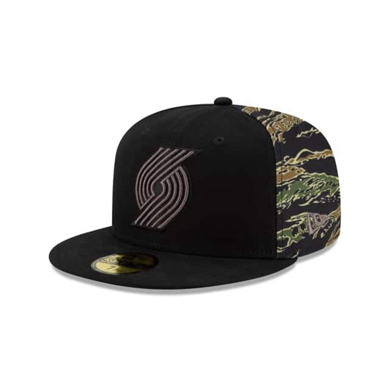 NBA Portland Trail Blazers Camo Panel 59Fifty Fitted (DTK7441) - Black New Era Caps